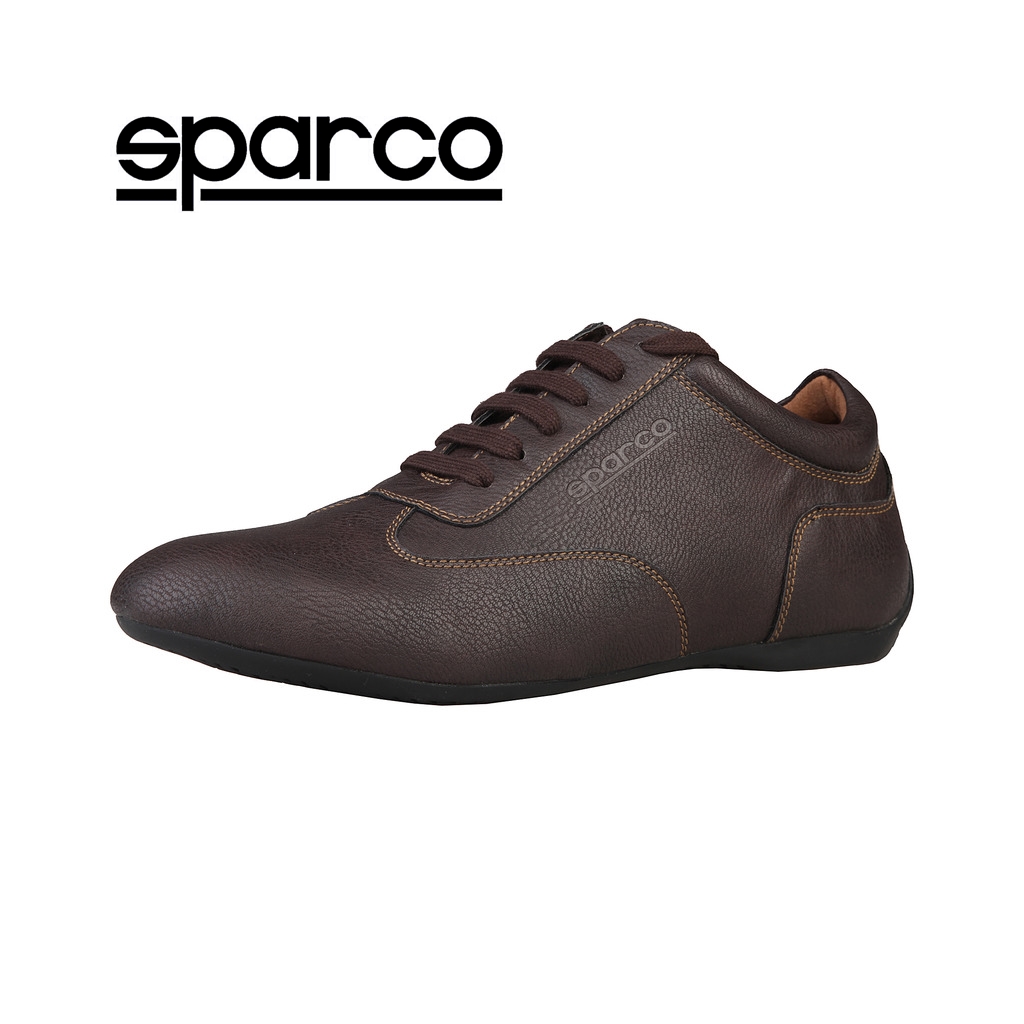 NEW Sparco Mens Brown Leather Sneakers 